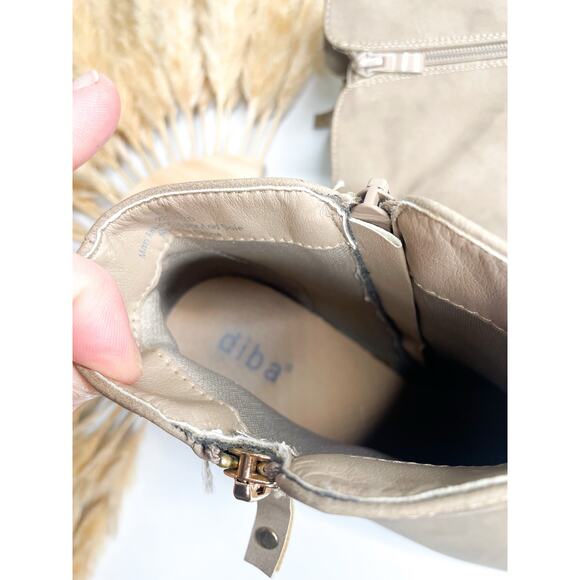 Diba Leather Ankle Boots Size 8.5 Tan Heeled Double Zip Western - Picture 8 of 8